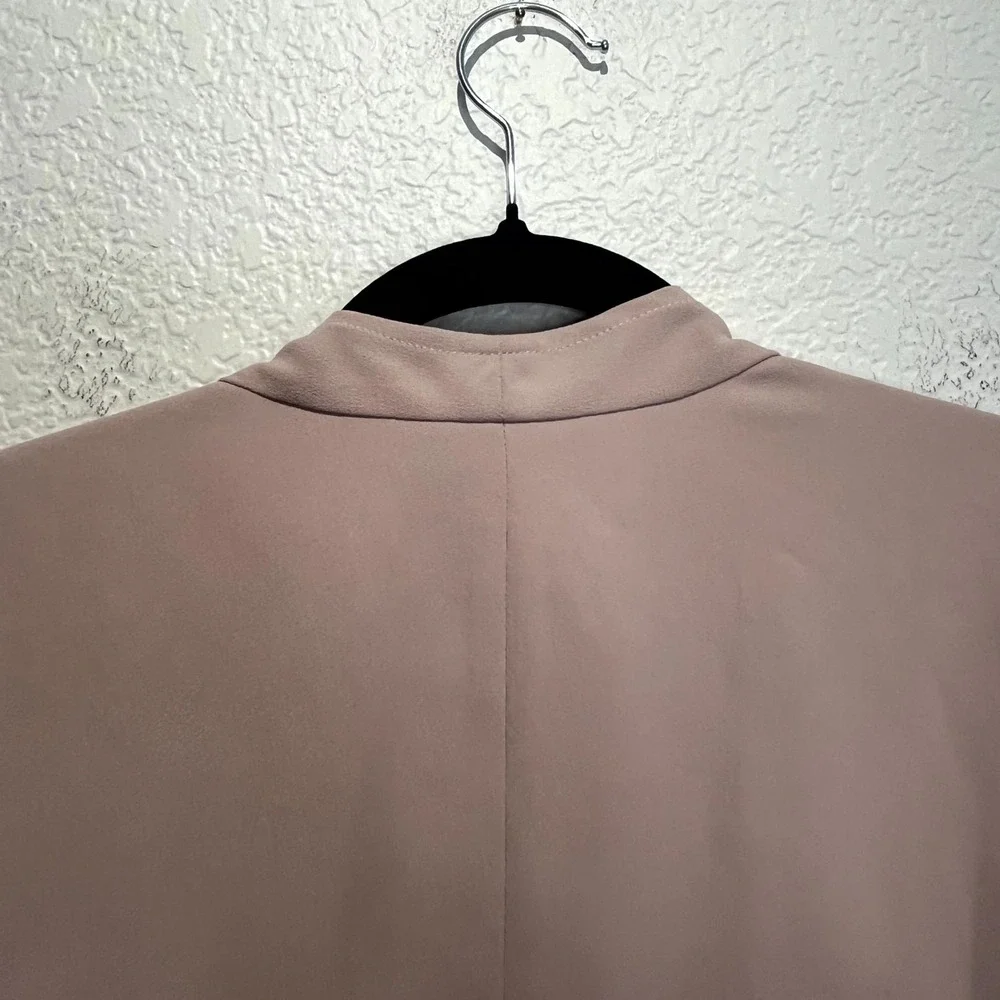 Express‎ Blazer Jacket Womens XL Pink Drape Open Front Formal Oxford Business - Picture 10 of 12